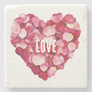 Rode Roze Rozenblaadjes Bloemliefde Stenen Onderzetter