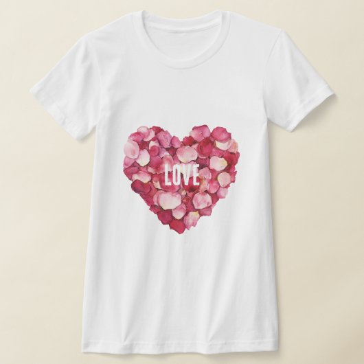 Rode Roze Rozenblaadjes Bloemliefde T-shirt (Laagn)