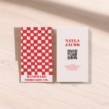 Rode Roze Rutpatroon QR-code Handgemaakt