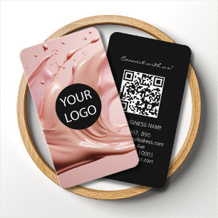 Rode Roze Schoonheidssalon Logo QR Code Visitekaartje