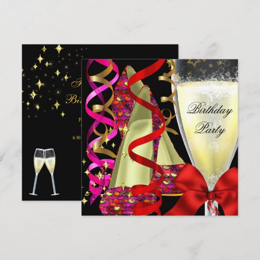 Rode roze schoten equins Birthday Party Kaart (Voorkant / Achterkant)