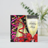 Rode roze schoten equins Birthday Party Kaart (Staand voorkant)