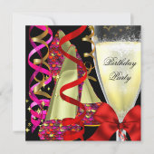 Rode roze schoten equins Birthday Party Kaart (Voorkant)