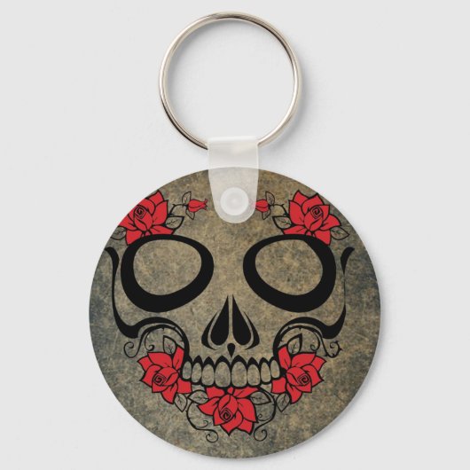 Rode roze Sleutelhanger Button (Voorkant)
