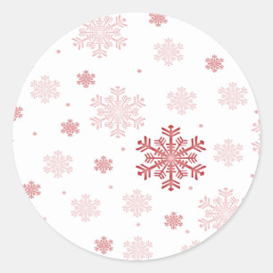 Rode/roze sneeuwvlokken - WinterStickers Ronde Sticker