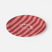 Rode Roze Snoep Stripe Christmas Social Club Papieren Bordje (Gekanteld)