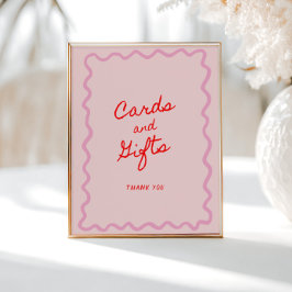 Rode Roze Squiggle Lijst Kaarten en geschenken Poster