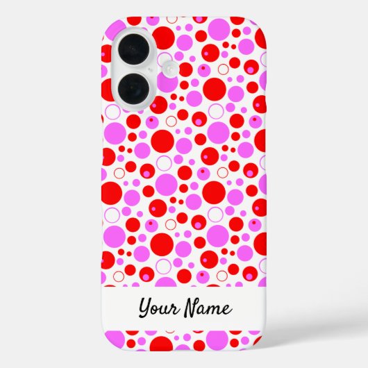 Rode Roze Stippen en Cirkels Bewerkbaar Case-Mate iPhone Case (Achterkant)