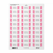 Rode Roze Stippen en Cirkels Bewerkbaar Retour Etiket (Full Sheet)