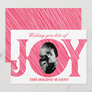 Rode & Roze Streep Vakantie JOY Foto Kerstkaart Kaart