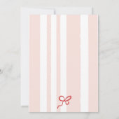 Rode Roze Strepen Ciao Baby shower met Italiaans t Bedankkaart (Achterkant)