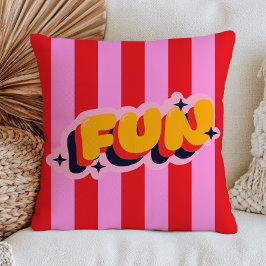 Rode & Roze Strepen Retro Maximalist Plezier Kussen