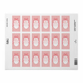 Rode Roze Strepen & Strik Frame Kerstmis Etiket (Full Sheet)
