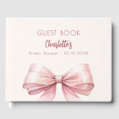Rode roze strik beige crème Bruiloft Gastenboek (Voorkant)