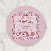 Rode Roze Strik Galentine's Feest Bedankjes Labels (Achterkant)