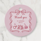 Rode Roze Strik Galentine's Feest Bedankjes Labels (Voorkant)