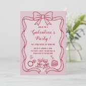 Rode Roze Strik Galentine's Feest Kaart (Staand voorkant)