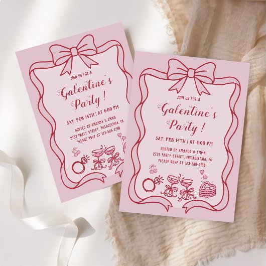 Rode Roze Strik Galentine's Feest Kaart