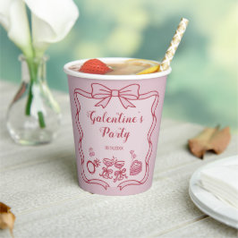 Rode Roze Strik Galentine's Feest Papieren Bekers
