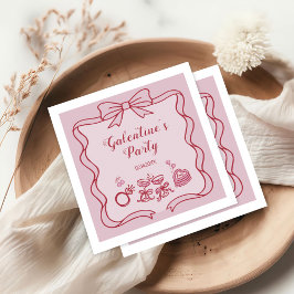 Rode Roze Strik Galentine's Feest Servet