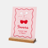 Rode Roze Strik Kers Babyshower Favor Acryl Bord (Hoek)