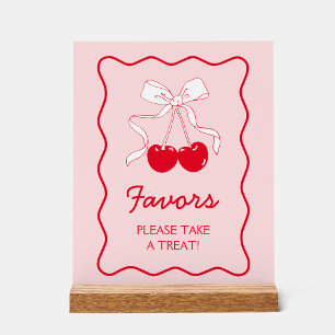 Rode Roze Strik Kers Babyshower Favor Acryl Bord