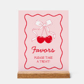 Rode Roze Strik Kersje Baby Shower Favor Acryl Bord