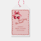 Rode Roze Strik Zij is getrouwd Bruidsfeest Cadeaulabel (Voorkant)