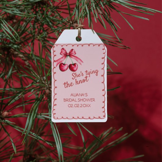 Rode Roze Strik Zij is getrouwd Bruidsfeest Cadeaulabel