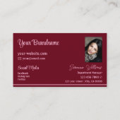 Rode roze stripes voor grafische wijn met foto-pro visitekaartje (Achterkant)