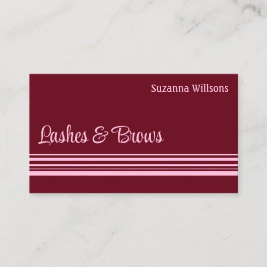 Rode roze stripes voor grafische wijn met foto-pro visitekaartje (Voorkant)