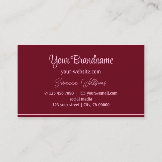 Rode roze stripjes voor grafische wijn met Logo Pr Visitekaartje (Achterkant)