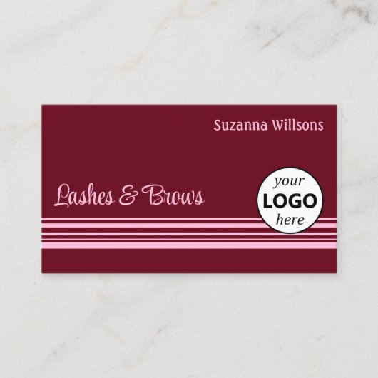 Rode roze stripjes voor grafische wijn met Logo Pr Visitekaartje (Voorkant)