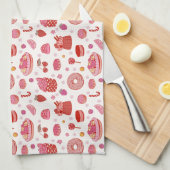 Rode roze taarten & snoep theedoek (Quarter Fold)