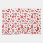 Rode roze taarten & snoep theedoek (Horizontaal)