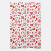 Rode roze taarten & snoep theedoek (Verticaal)