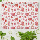 Rode roze taarten & snoepjes theedoek (Gevouwen)
