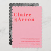 Rode roze Trendy Wedding Uitnodiging (Voorkant / Achterkant)