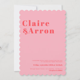 Rode roze Trendy Wedding Uitnodiging