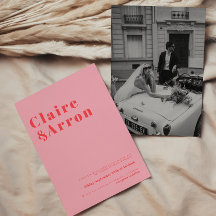 Rode roze Trendy Wedding Uitnodiging