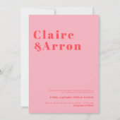 Rode roze Trendy Wedding Uitnodiging (Voorkant)