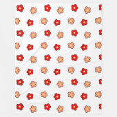 Rode Roze Tropische Bloemen Botanische Lente Zomer Fleece Deken (Voorkant)