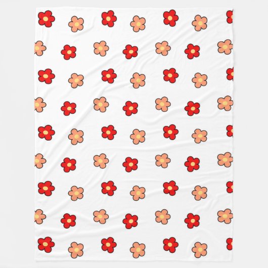 Rode Roze Tropische Bloemen Botanische Lente Zomer Fleece Deken (Voorkant)