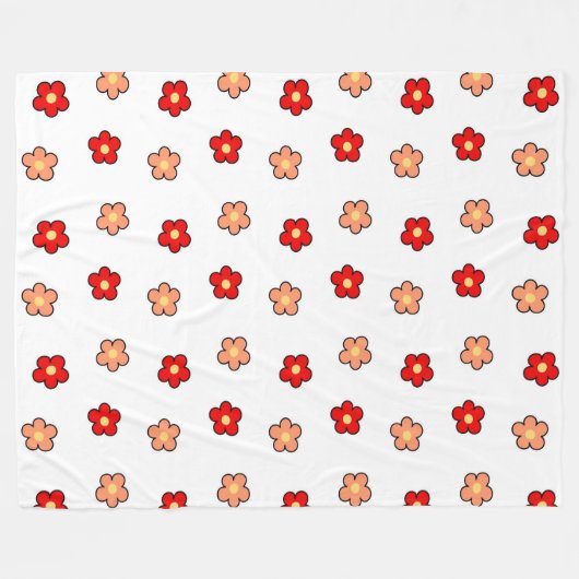 Rode Roze Tropische Bloemen Botanische Lente Zomer Fleece Deken (Voorkant (Horizontaal))