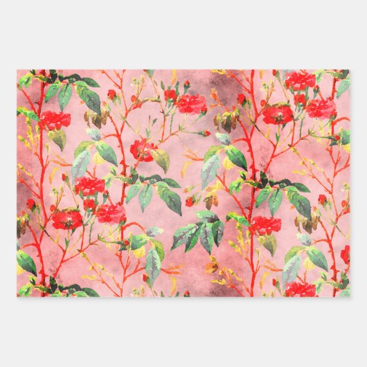  rode roze tuin op roze inpakpapier vel (Voorkant 3)
