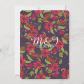 Rode roze Tulp Daisy Roos Mix Pattern Weddenschap Kaart (Achterkant)