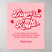 Rode Roze Valentijn Baby shower Luier Raffle Poster (Voorkant)
