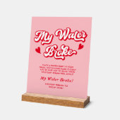 Rode Roze Valentijn Baby shower Mijn Water Broke G Acryl Bord (Hoek)