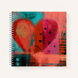 Rode Roze Valentijn Graffiti Gespleten Hart Notitieboek