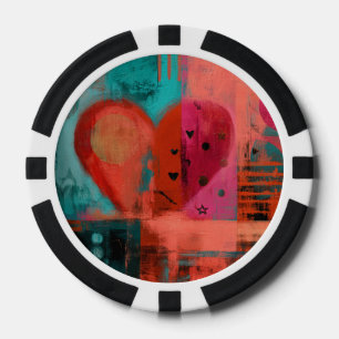 Rode Roze Valentijn Graffiti Gespleten Hart Poker Chips